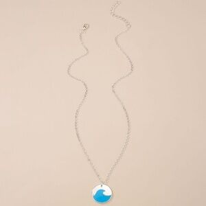 *KAZ* Silver x Blue Wave Fashion Pendant Necklace